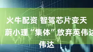 火牛配资 智驾芯片变天，蔚小理“集体”放弃英伟达